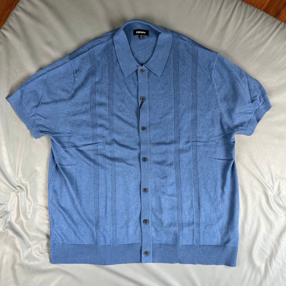 DKNY Men's Button Front Sweater - NWT - Light Blue - XXL